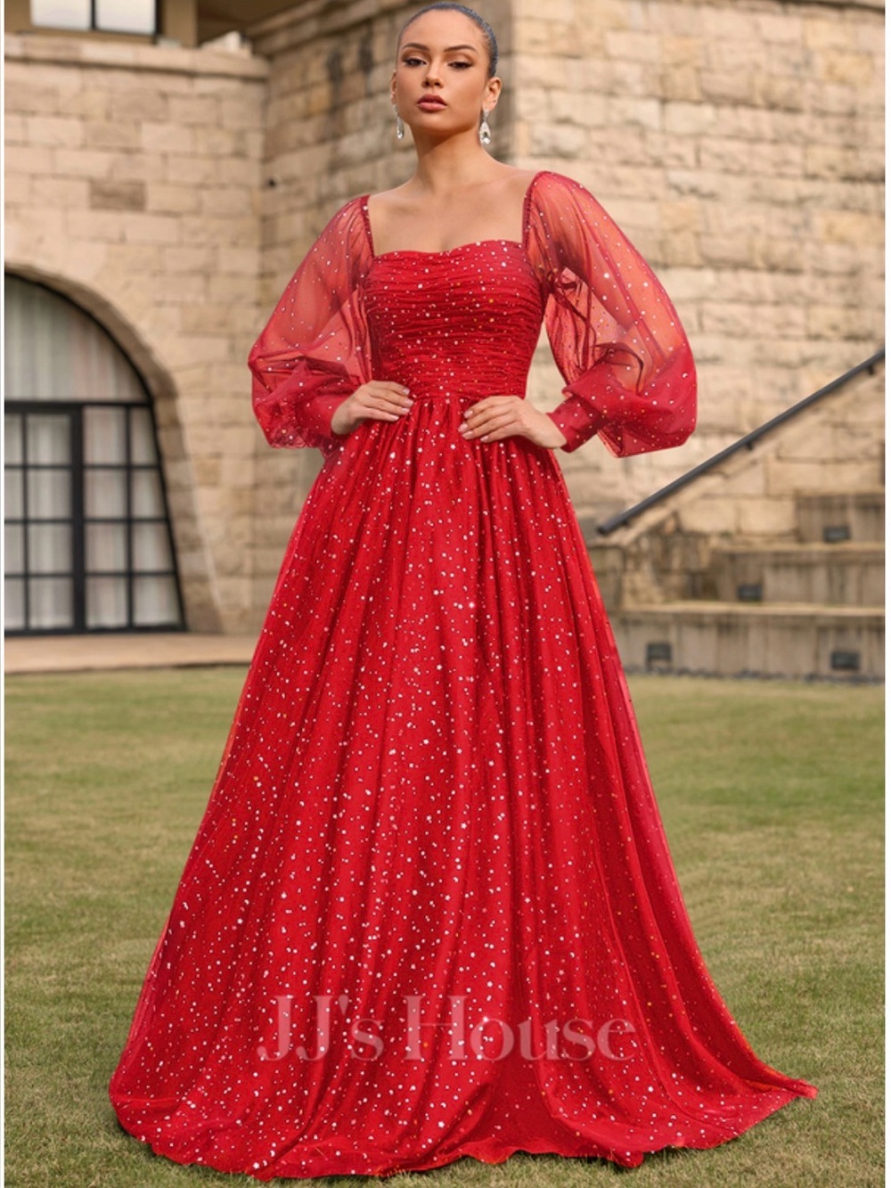NWT JJ's House Dielle Red Sweetheart Pleated Tulle Dress #415333 Moon Stars